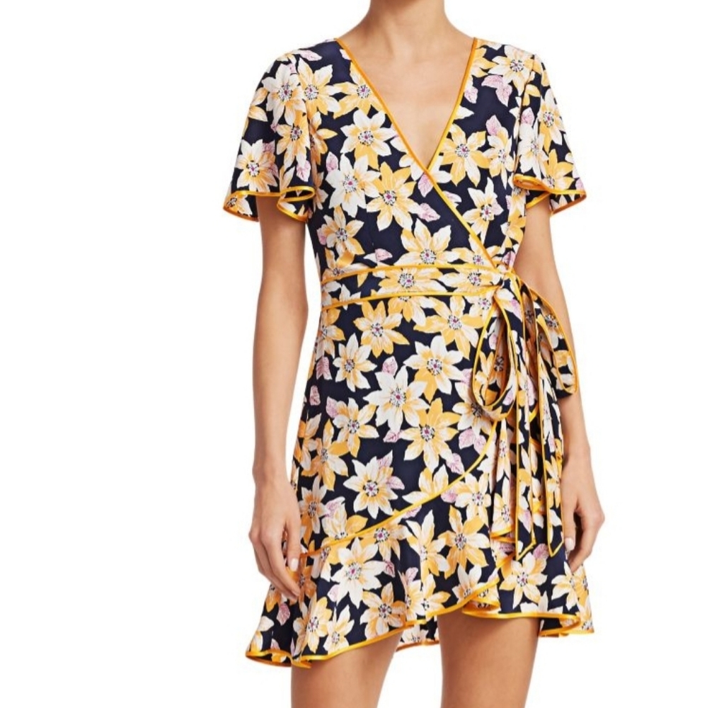 NWT Cinq à Sept Cameron Silk Floral Wrap Dress